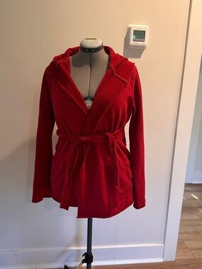 Lucky Brand Red Hooded Cotton Wrap Jacket  Top XL